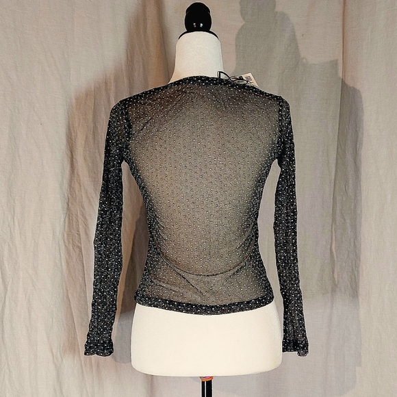 Zara black studded mesh top, S, NWT - Picture 4 of 9